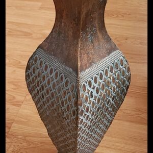 Artistic Metal Vase with Patterned Design